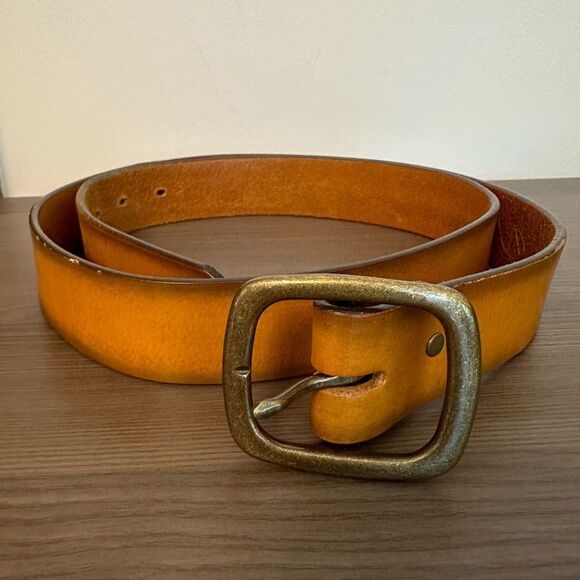 Homestead Leather Company Bridle leather belt with brass colored hardware 48” - Picture 5 of 6